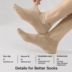 Herren Sommer dünne atmungsaktive Mesh Kurzsocken, bequeme flache Bootssocken für den Alltag.