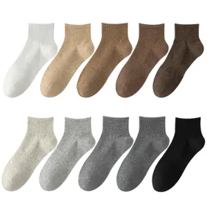 Chaussettes unies mi-mollet pour hommes, chaussettes en coton respirantes, pack de 10.