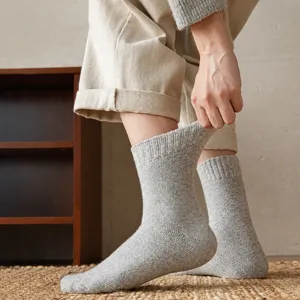 Calcetines de lana de invierno para hombre, calcetines térmicos gruesos de caña alta.