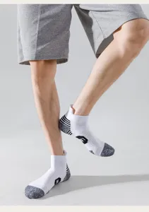 Men's breathable athletic short socks with cushioned sole for running and sports fitness