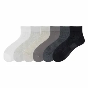 Herren Maulbeerseide gerippte Socken, atmungsaktive Mesh Sommersocken, 6er Pack.