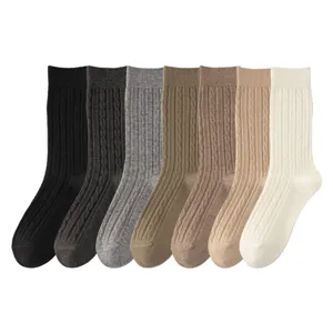Women cable knit mid tube warm winter wool socks soft cozy thermal daily wear multi color set