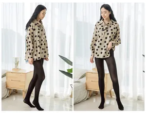 Detail display of women's black pantyhose, 120D thin matte micro pressure slimming tights.
