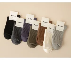 Men women winter warm ribbed wool crew socks bulk set comfortable casual cotton hosiery