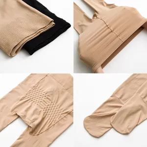 Plus size high waist tummy control pantyhose fake translucent fleece lined winter tights