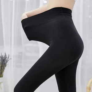 Women high waist tummy control black tights stretchy shaping leggings solid color daily wear