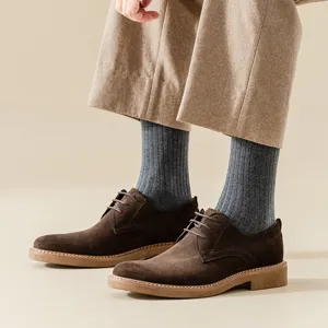 Men's wool ribbed mid-calf socks for autumn and winter daily wear, warm and comfortable.