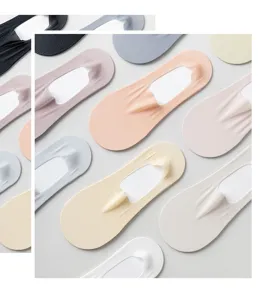 Women's ice silk low-cut invisible socks anti-slip thin solid color boat socks summer