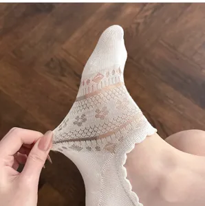Sommer dünne Damen Bootssocken flach unsichtbare Netz Blumen atmungsaktive kurze Socken Alltag