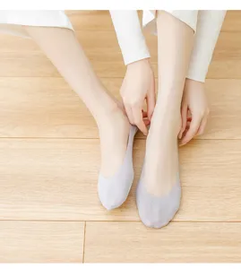 Calzini invisibili donna seta di ghiaccio barca estate sottili antiscivolo corti grigio chiaro