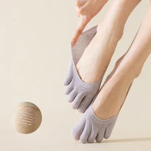 Calze a Cinque Dita da Donna Estate Sottile Taglio Basso Invisibile Cotone Calzini Traspirante Antiscivolo Dita Separate