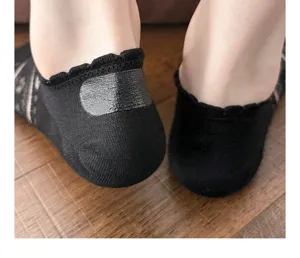 Sommer Damen dünne unsichtbare Bootssocken Antirutsch Ferse flach geschnittene Socken