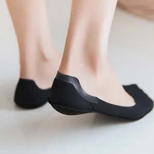 Calzini invisibili da barca neri da donna con impugnatura in silicone sul tallone vista principale