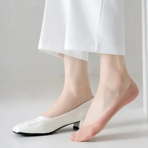 Women Ice Silk Low Cut Invisible Boat Socks Summer Breathable Mesh Anti Slip Socks