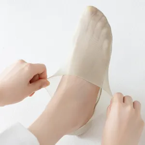 Women summer thin ice silk invisible boat socks non-slip cotton bottom shallow mouth socks
