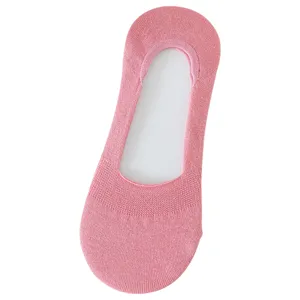 Women summer breathable low cut invisible boat socks non slip shallow mouth pink short socks