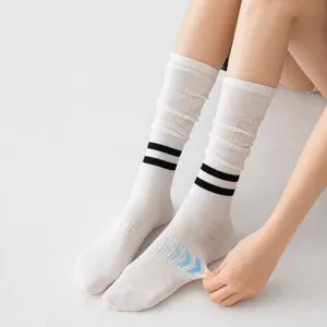Women white athletic sports socks summer thin breathable calf socks for running yoga badminton