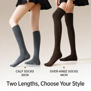 Women winter over knee high socks Japanese JK style warm cotton thigh high long socks