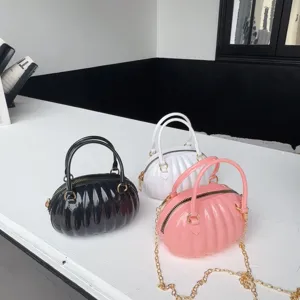 Mini sacs à main citrouille pour femmes en PVC avec chaîne, noir, blanc et rose