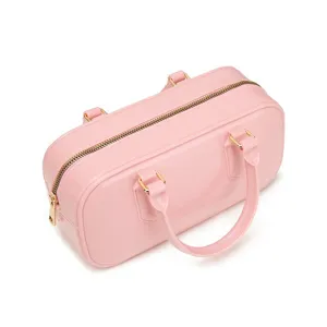 Elegante bolso de mano Boston de gelatina rosa para mujer, bolso bandolera versátil y chic