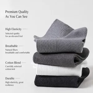 Men's solid color ribbed short socks stacked presentation, comfortable cotton fabric daily wear.