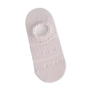 Damen Sommer dünne Bootssocken, rutschfeste unsichtbare flache atmungsaktive kurze Socken weiß.