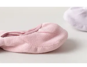 Detailed close-up view of women's breathable shallow boat socks, soft knit summer fabric.