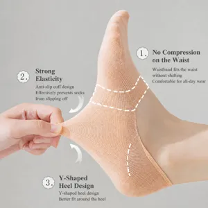 Summer thin invisible low cut cotton socks for women, anti-slip design, breathable mesh.