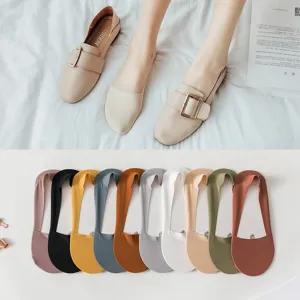 Damen Sommer Dünne Eisenseide Unsichtbare Füßlinge Atmungsaktiver Baumwollboden Flacher Mund Low Cut Socken