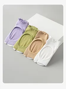 Women non-slip yoga socks open back pilates fitness toe socks breathable cotton sports socks