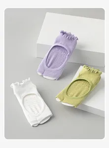 Women's non-slip yoga socks open back split toe pilates fitness athletic socks set.