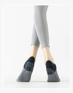 Non-slip grip yoga pilates socks for women, breathable athletic fitness short ankle socks.