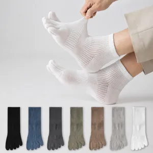 Men Breathable Five Toe Socks Pure Cotton Mesh Casual Short Sports Socks