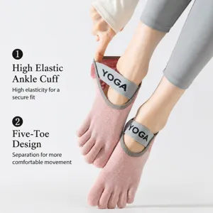 Professional five-toe yoga socks for women, non-slip pilates and fitness training wear.