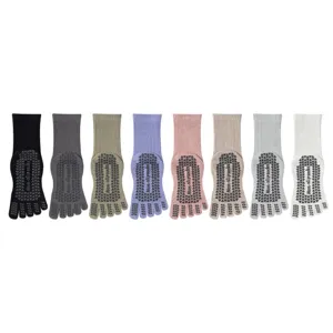 Women cotton five toe yoga socks non slip pilates fitness sports mid tube split toe socks