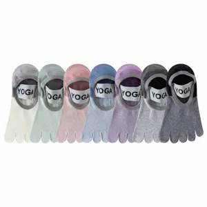 Women's five-toe yoga socks anti-slip pilates fitness sports split-toe strap ankle socks
