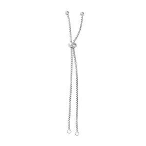 Adjustable stainless steel silver bolo box chain slider component for DIY bracelet jewelry