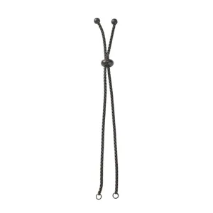 Close-up detail of a black adjustable stainless steel bolo slider chain for DIY jewelry making