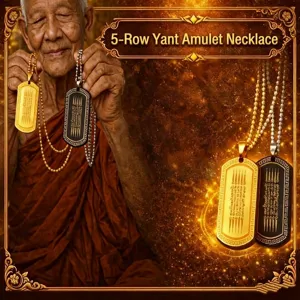 Thai five lines scripture amulet necklace stainless steel dog tag for protection