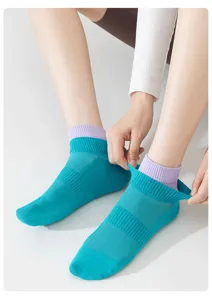 Women cotton short socks breathable summer dopamine athletic socks with double ribbed cuffs detail