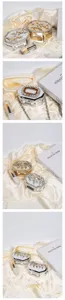 Elegant mini metal evening clutch bag with pearl handle and rhinestone floral design