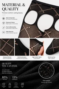 Women's diamond fishnet stockings, breathable high-elasticity hollow out pantyhose, sexy intimate apparel.