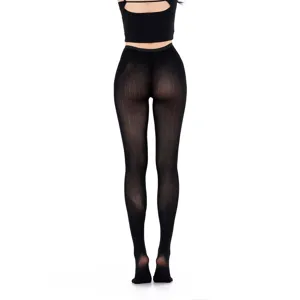 Black sheer vertical striped pantyhose for women, sexy retro hollow out tights for autumn.