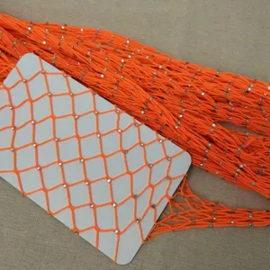 Orange rhinestone fishnet stockings hollow out sexy mesh pantyhose women hosiery clubwear