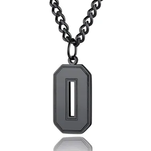 Black stainless steel number 0 sports pendant necklace with curb chain for men and women