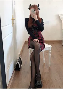 Sheer polka dot pantyhose slim legs base socks women hosiery cute sweet style daily wear outfit.
