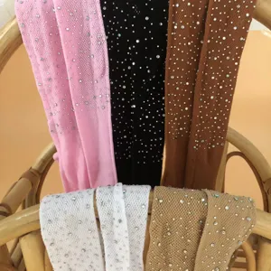 Children rhinestone mesh tights pantyhose for girls breathable sparkly socks cute wear