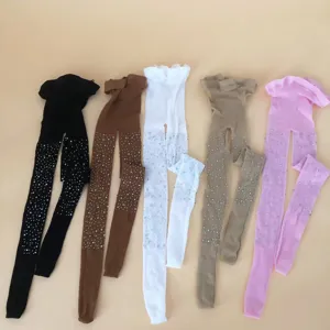 Cute children rhinestone pantyhose translucent mesh tights for baby spring summer hosiery