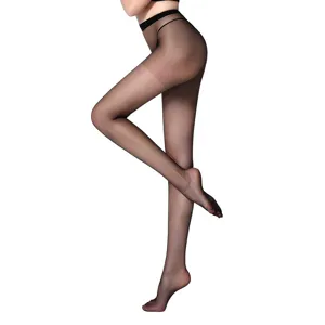 Women 15D Ultra Thin Anti-Hook Pantyhose Durable Core-Spun Silk Tights Sexy Invisible High Waist Sheer Leggings For Daily