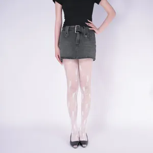 Sexy weiße Blumen Netzstrumpfhose hohle Sterne Lolita Hot Girl Strumpfhose Mode Neu